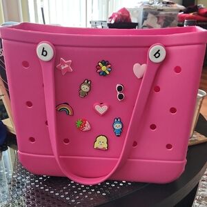 Medium Pink Bog Like Bag With Pins
